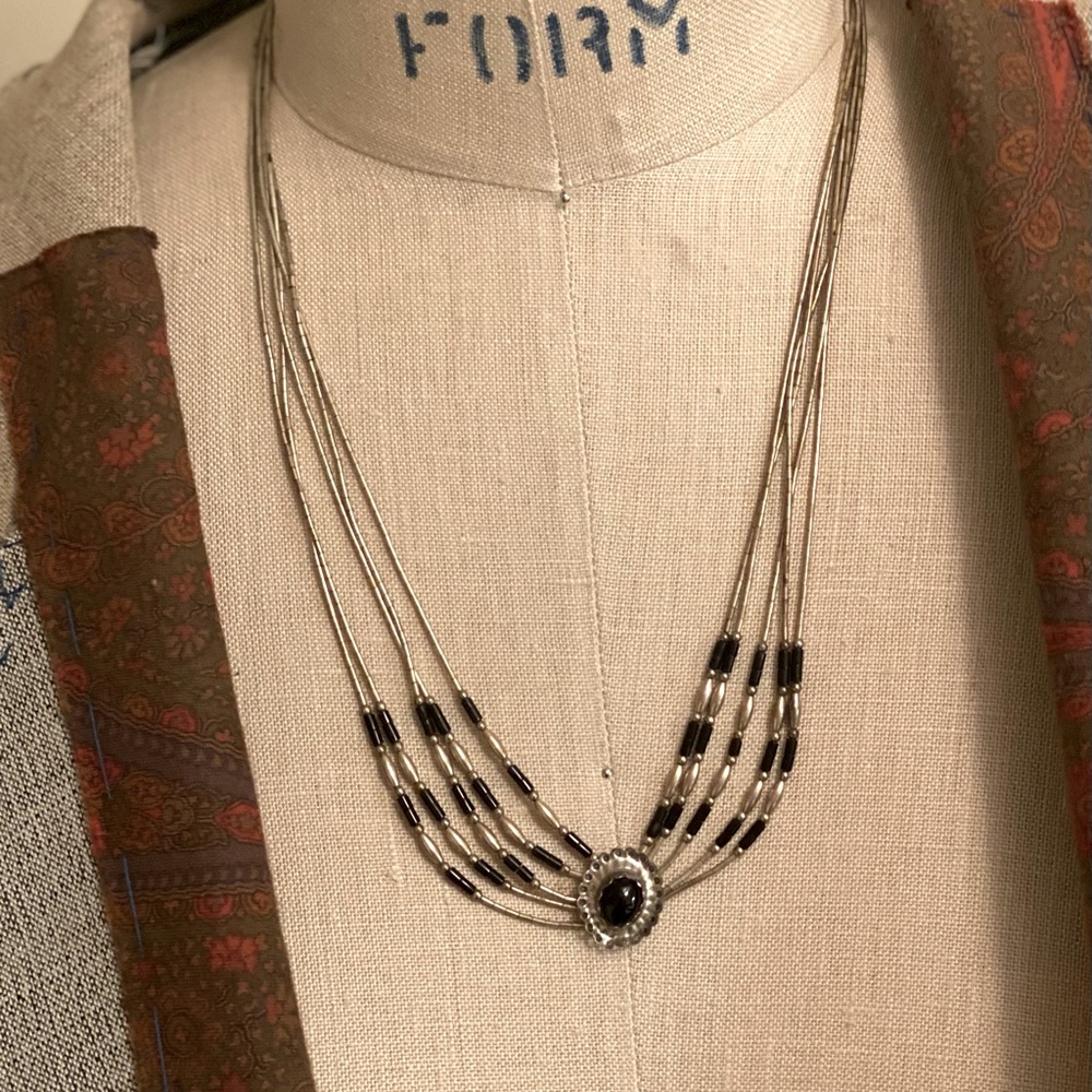 Necklace with silver bugle beads. Vintage. Perfect condition.